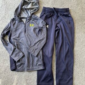 Under Armour Kids Gray Hoodie and Navy Joggers